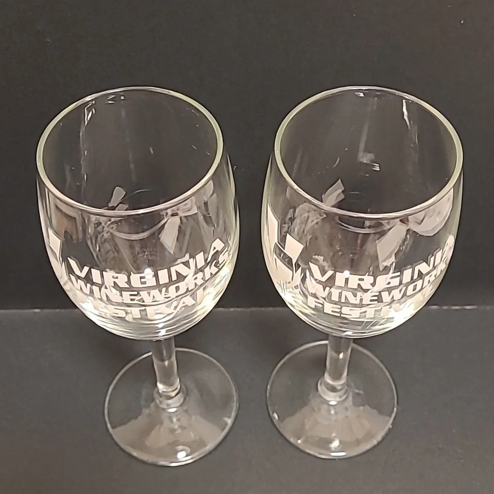 Pair of Virginia Wineworks Festival Wine Glasses